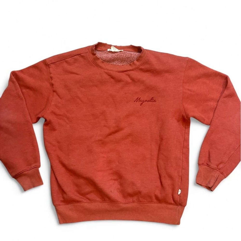 Magnolia Rust Orange Crewneck Sweatshirt S Faded Distressed Made in USA